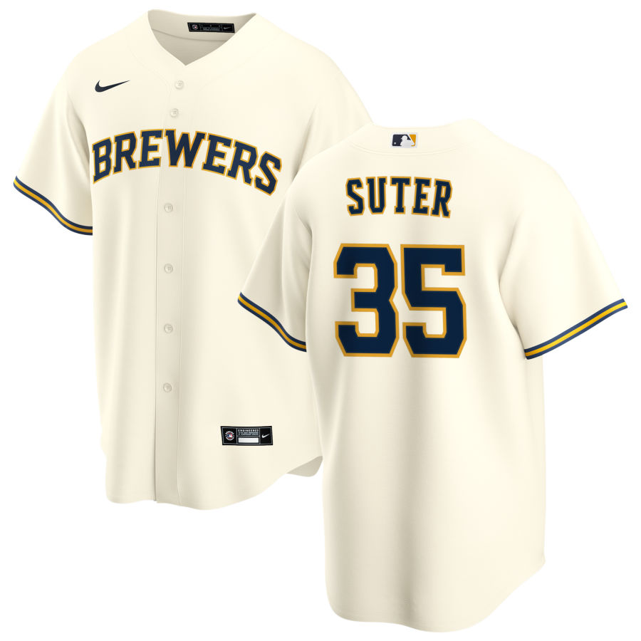 Nike Men #35 Brent Suter Milwaukee Brewers Baseball Jerseys Sale-Cream